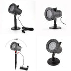 12 Patterns Christmas Snowflake Laser Light Snowfall Projector Outdoor Indoor Garden Laser Projection Light New Year Party Decor