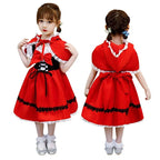 Girls Little Red Riding Hood Halloween Costume Fancy Dress Cosplay Princess Baby Party Outfit with Cape Age 4-12 Years Polyester