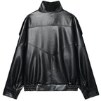 HXAO Faux Leather Black Jackets For Woman New Arrival Cropped Oversize Bomber Jacket Zip-Up Long Sleeve Coats Motorcycle Jackets